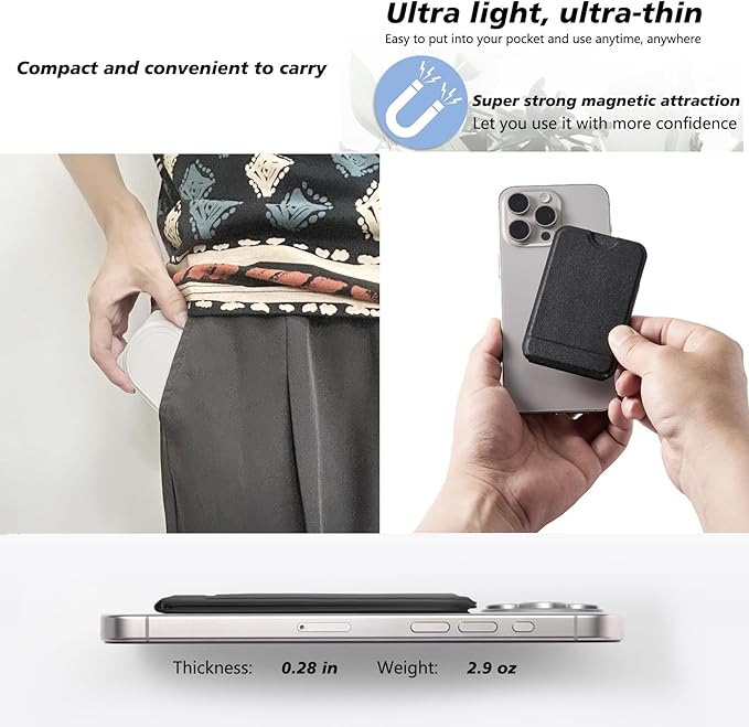 Phone Stand, Magnetic Phone Tripod, Foldable Cell Phone Tripods Stain-Resistant Leather & Angle Adjustment, Multifuctional Strong Magnets Tripod for iPhone 16/15/14/13/12 -Black