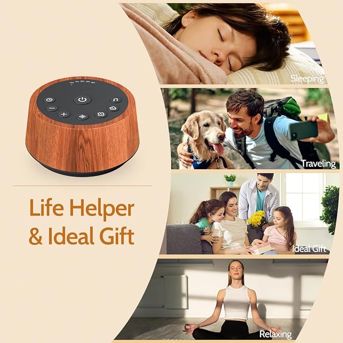 Color Noise Sleep White Noise Sound Machines 25 Soothing Sounds 32 Volume Levels 5 Timers and 4 Sound Categories Memory Function for Everyone, WOOD