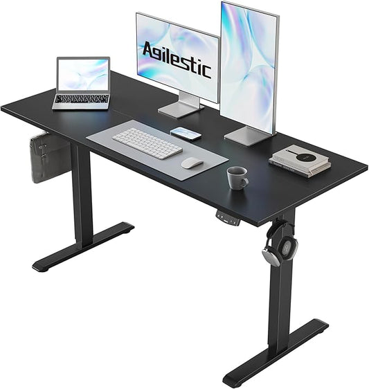 Agilestic Electric Standing Desk, 48 x 24 Inches Height Adjustable Desk, Sit Stand up for Work Office Home, Ergonomic Rising Gaming Computer Table with Memory Preset, Black