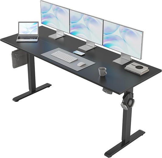 Agilestic Electric Standing Desk, Large 63 x 24 Inches Height Adjustable Desk, Sit Stand up for Work Office Home, Ergonomic Rising Gaming Computer Table with Memory Preset, Black
