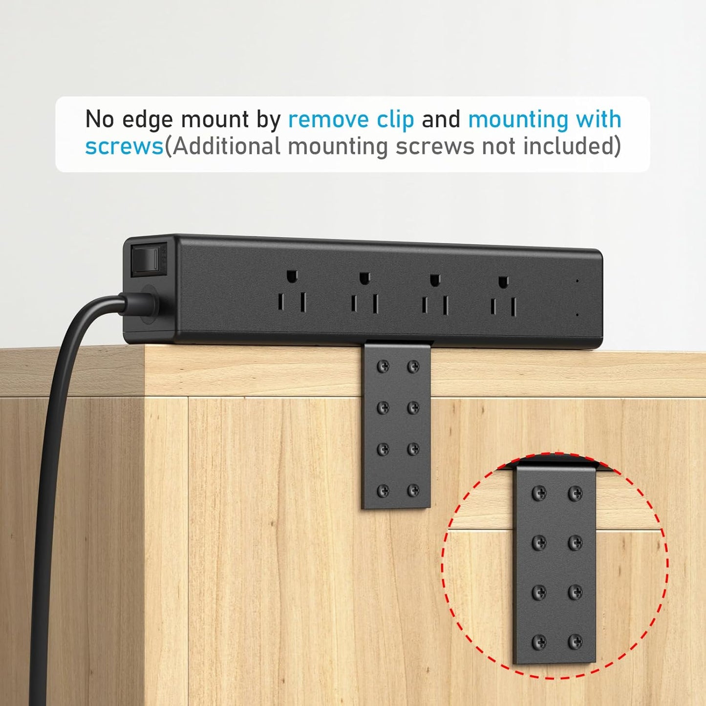 CCCEI Desk Outlet Station 45W USB C Port. 12 Outlet Desktop Clamp Power Strip Surge Protector 4800J with Switch. Nightstand Office Standing Desk Accessories Fit Thicker Table Edge or Screw Mount, 10FT