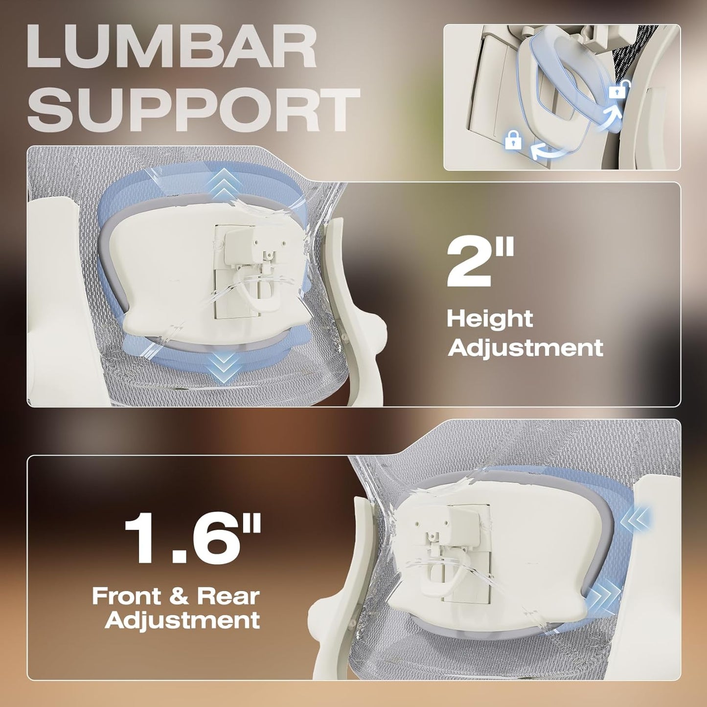 ELABEST X100 Ergonomic Office Chair with Footrest, Big and Tall Home Desk Chair with 5D Flip-Up Arms, Adjustable 7D Lumbar Support,High Back Rolling Computer Chair, Swivel Mesh Chairs (Foggy Morning)