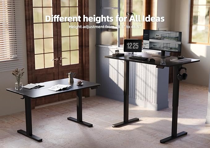 YDN Electric Standing Desk, 40x24 Inch Adjustable Height Stand up Desk, Sit Stand Home Office with Splice Board, Black