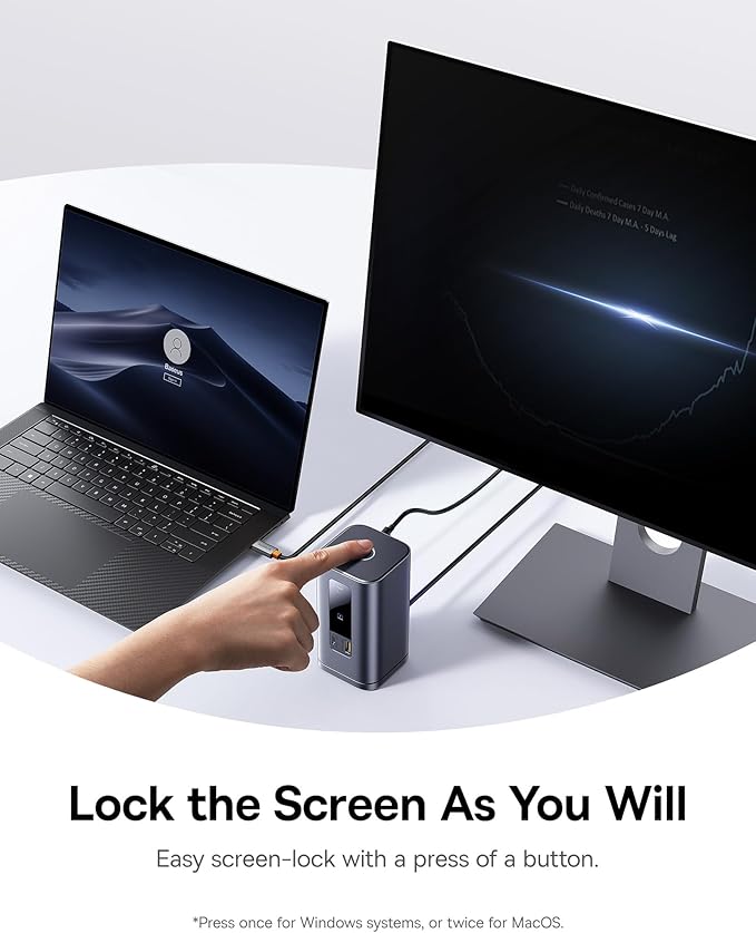 Baseus Laptop Docking Station, 11 in 1 Triple 4K Display HDMI/DP, 10Gbps USB A/C Fast Data, PD 100W, Ethernet, Audio, USB C Docking Station for Windows/Dell/HP/Lenovo/Asus/Acer/Mac (Include Charger)