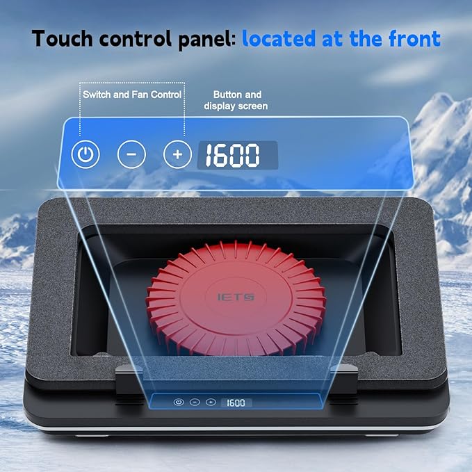 GT600 Laptop Cooling Pad Equipped Gigantic Turbo-Fan（5.5inch Diameter）,Sealed Foam for Rapid Cooling Gaming Laptop,14.1-19.3 inch Laptop Cooler with Adjustable Brackets,Dust Filter,Touch Start