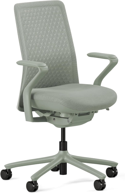 Branch Verve Chair - High Performance Executive Office Chair with Contoured Seat Back and Adjustable Lumbar Rest - High Density Foam Cushion with Aluminum Base - Up to 275 lbs - Mint