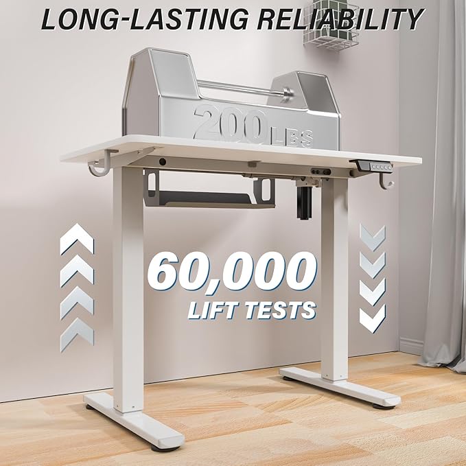 Kingant Standing Desk Height Adjustable Small Electric Stand Up Desks [35 x 20 Inch] - Ergonomic Sit Stand Desk Rising Desks for Home Office Computer Desk Stand Desk Workstation with Cable Management