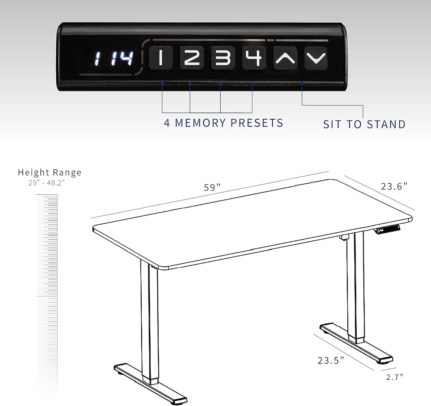 VIVO Electric Dry Erase 60 x 24 in Standing Desk, Memory Height Adjustment, 1B Series, White Marble Pattern Top, White Frame, DESK-KIT-1W6WM
