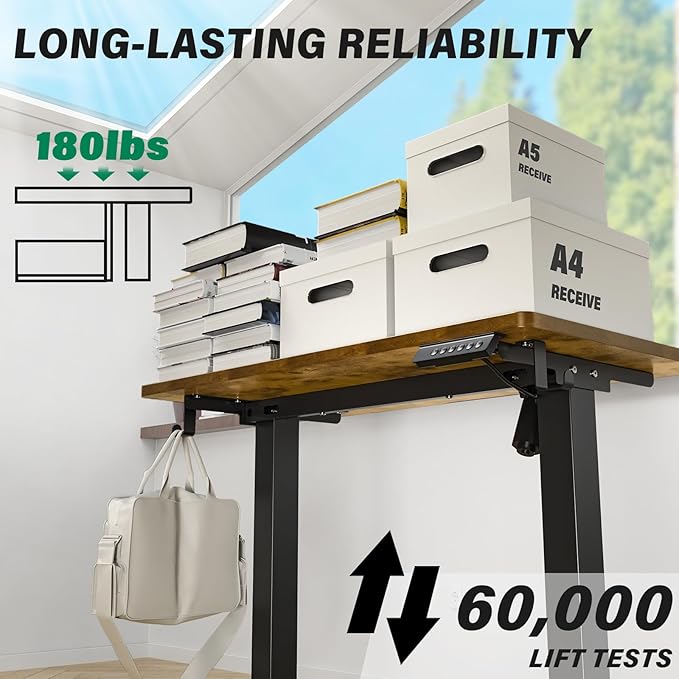 Kingant Standing Desk Height Adjustable Small Electric Stand Up Desks [35 x 20 Inch] - Ergonomic Sit Stand Desk Rising Desks for Home Office Computer Desk Workstation