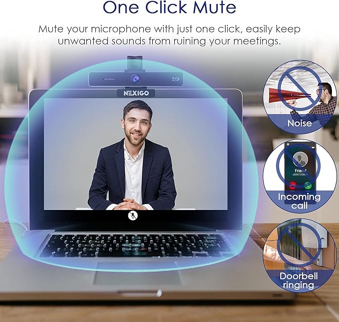 NexiGo Zoom Certified, N950P 4K Zoomable Webcam with Remote Control, Sony_Starvis Sensor, 5X Digital Zoom, Pro Web Camera with Dual Stereo Mics, for Zoom Skype Teams Twitch