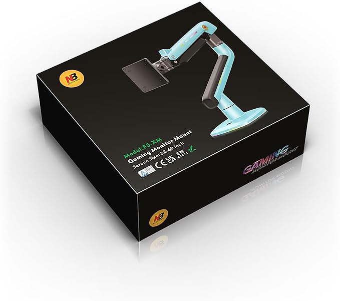 Gaming Monitor Arm for Flat/Ultrawide/Curved Monitors 32 to 60 inch, Heavy Duty Monitor Stand Load up to 20 kg, VESA 75/100 mm Mount (Gulf Blue)