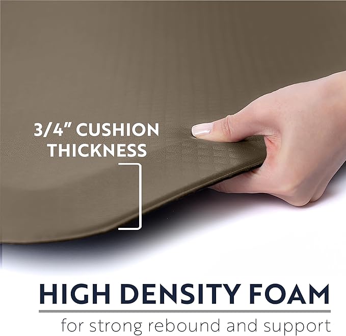 KANGAROO Thick Ergonomic Anti Fatigue Mats for Kitchen Floor, 48x20, Cushioned Standing Office Desk Mat, Waterproof Scratch Resistant Topside, Supportive All Day Comfort Padded Foam Rugs, Beige