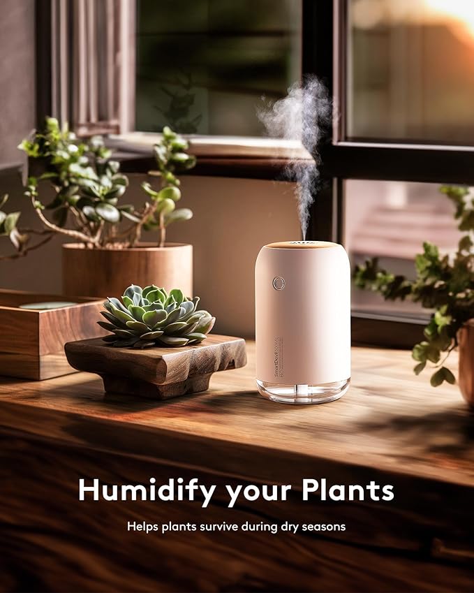 SmartDevil Small Humidifier, 500ml Mini Desk Humidifier, for Bedroom, Office, Travel, Plants, with Night Light, Auto Shut-Off, Super Quiet, White