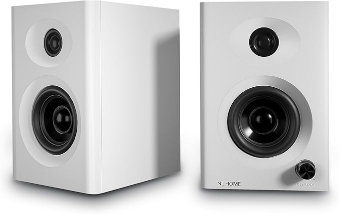 Bluetooth Bookshelf Speakers, 3" Premium Computer Speakers for PC, Laptop & TV – 60W Peak Power, Rich Balanced Sound, Compact Stereo Pair for Home Office & Small Rooms, White