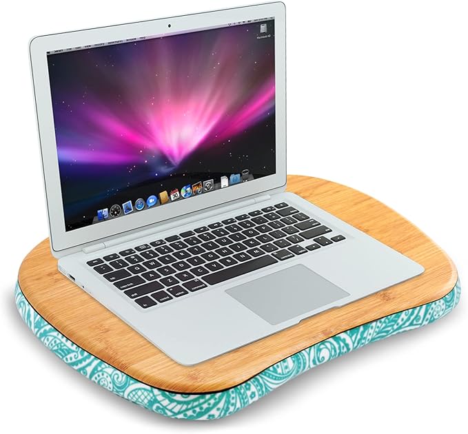 Lap Laptop Desk - Portable Lap Desk with Pillow Cushion, Fits up to 15.6 inch Laptop for Home Office Students Use as Computer Laptop Stand, Book Tablet(1-Light Brown)