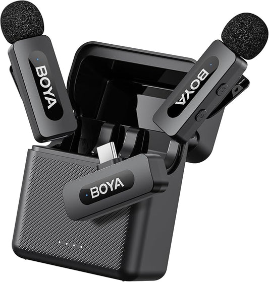 BOYA BY-V30 Wireless Lavalier Microphone,USB Type-C Mini Laple Mics for iPhone16,Android Smartphone,36H Battery,Noise Reduction,328FT Range Clip-on Condenser Mic for YouTube Interview TikTok
