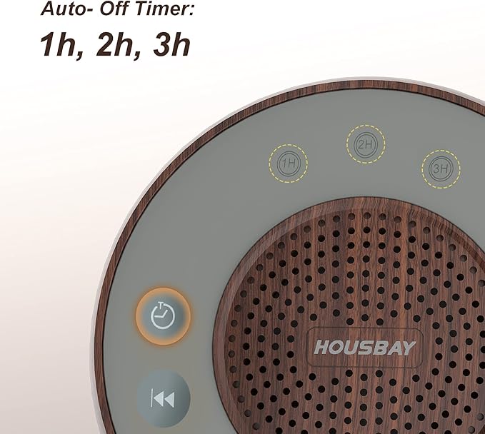 Housbay White Noise Machine with 31 High Fidelity Soothing Sounds, 5W High Power Loud Enough Speaker, Easy Volume Control, Sleep Timer, Sound Machine for Baby, Kids, Adults, Light Sleeper -Wood Grain