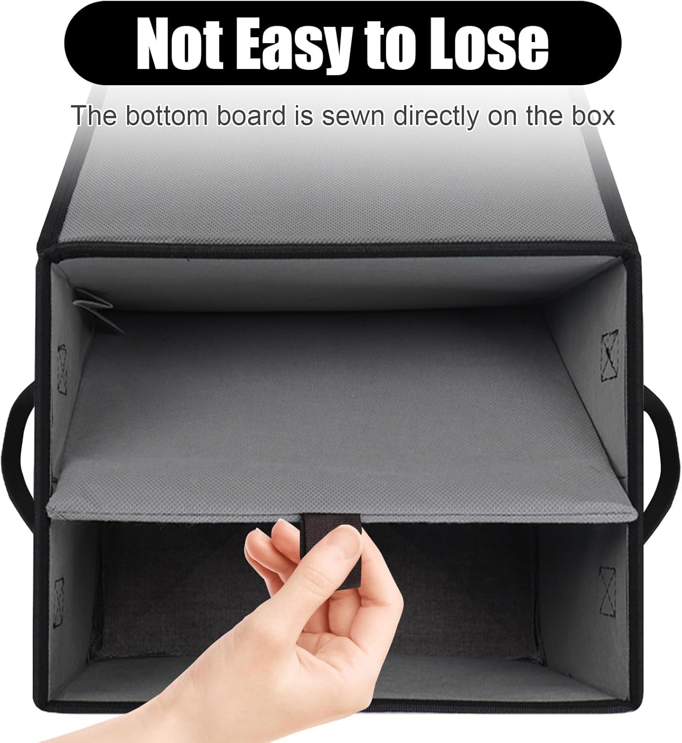 Small 8 Quart Linen Fabric Foldable Storage Bin Cube Organizer Basket with Lid & Handles, Collapsible Decorative Box Container for Home, Dorm, Closet, Black & Gray, 10"x8"x6", 6-Pack