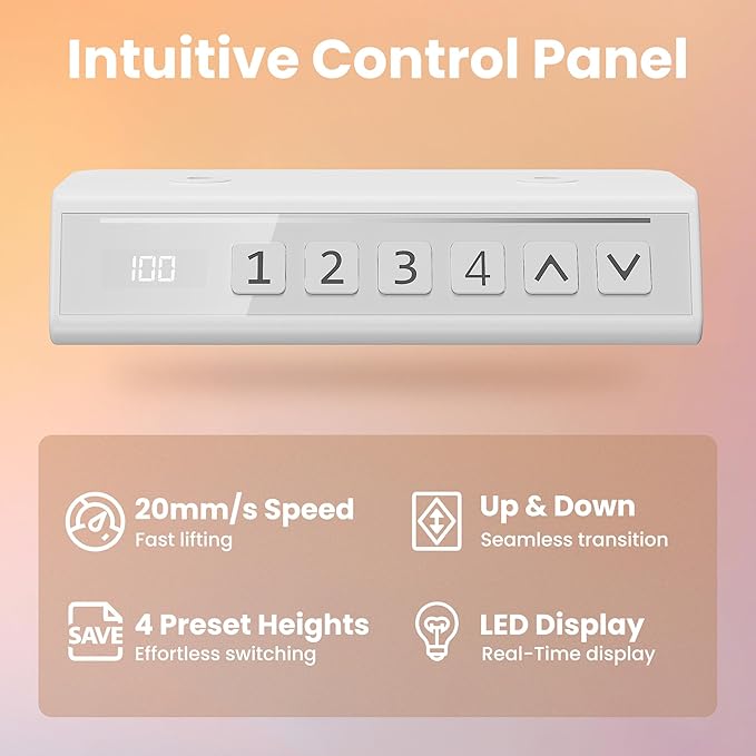 HUANUO 32" Small Electric Standing Desk Adjustable Height, 4 Memory Height Settings, Sit Stand Up Desk for Home Office & Computer Workstation, White and Gold Frame