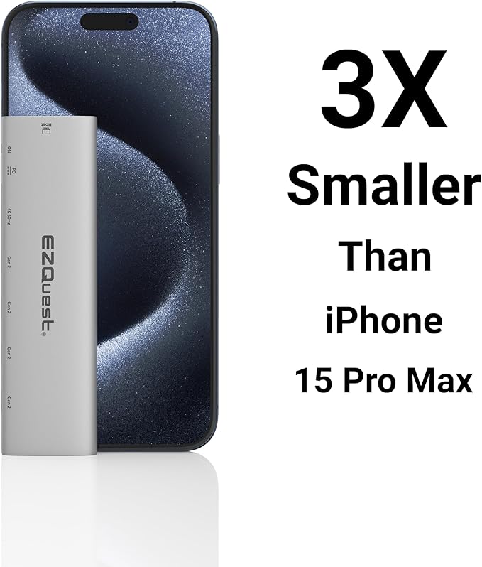 EZQuest USB-C Slim Gen 2 Hub Adapter 6-in-1 1 USB-C 4K/60Hz Video, 4 USB-C Gen 2 10Gbps, and 1 USB-C Power Delivery 3.0