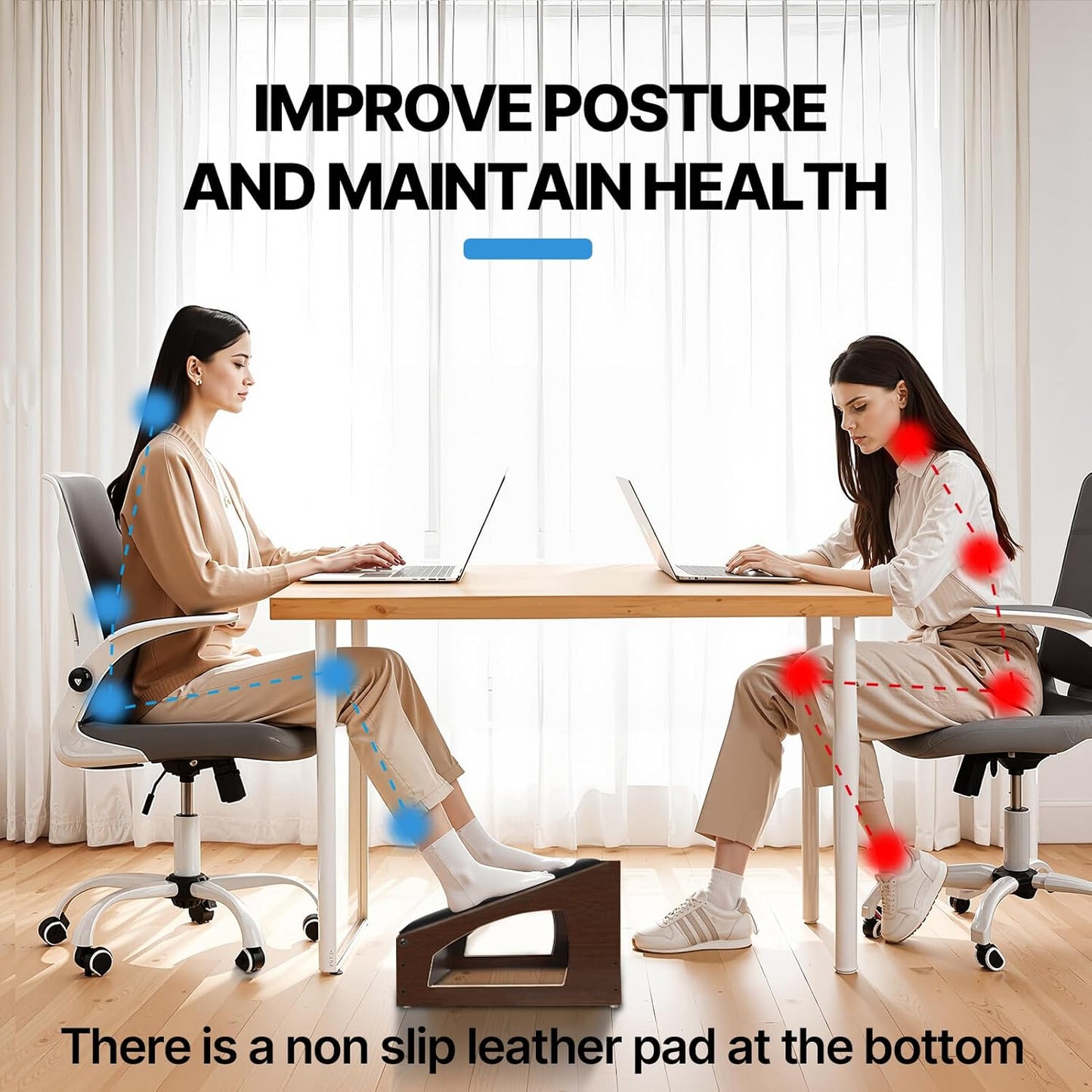 Ergonomic Foot Rest, 4 Adjustable Height Foot Stool,Footrest Under Desk， Soft Cushions, Foot Rest Office,Improving Posture, Promoting Blood Circulation（Espresso）