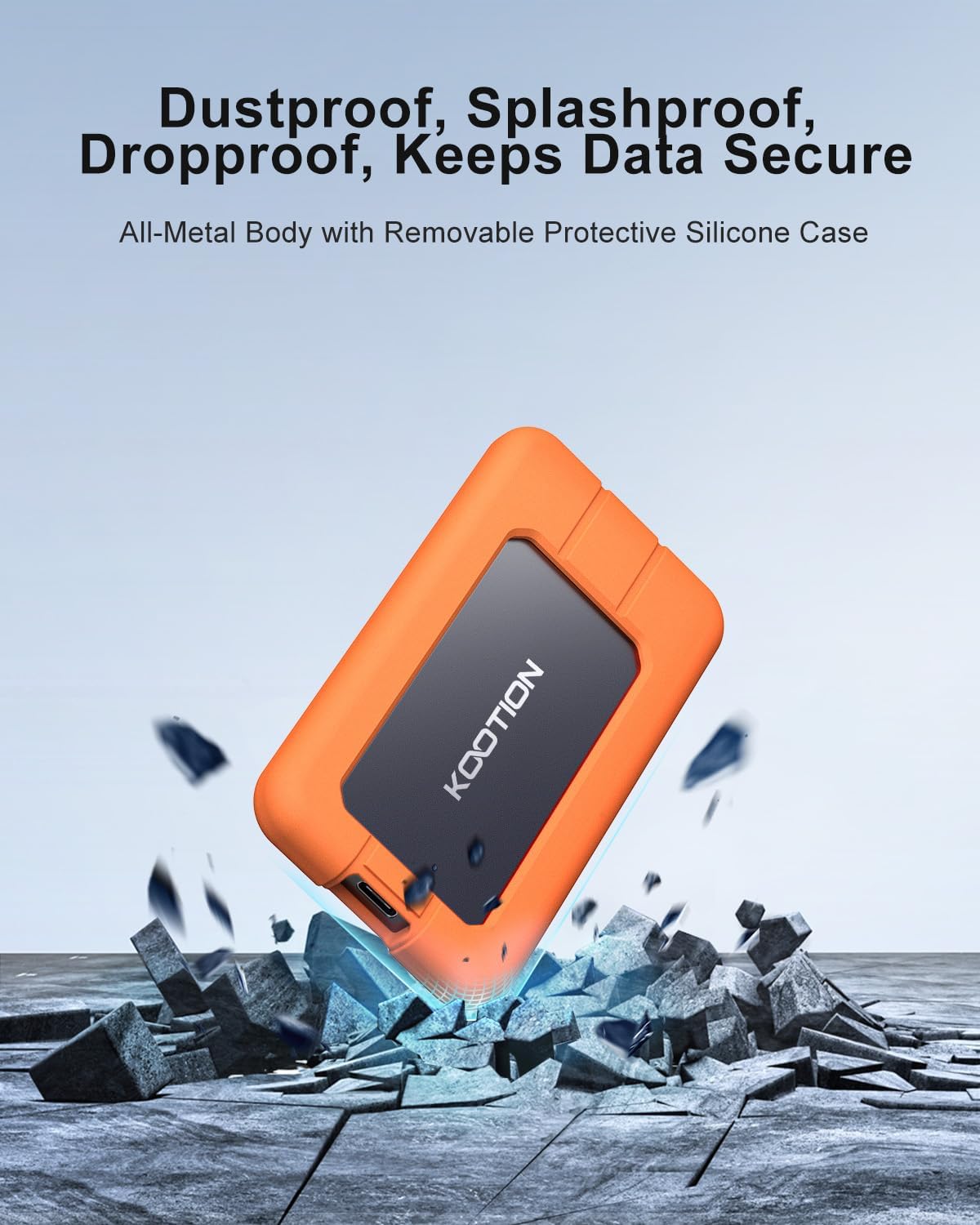 KOOTION Portable SSD 1TB USB-C Up to 2000MB/s USB 3.2 External SSD USB 3.2 Gen 2x2 Portable Solid State Drive with Protective Case Shockproof Waterproof Type-C External Solid State Drive for PC/Mac