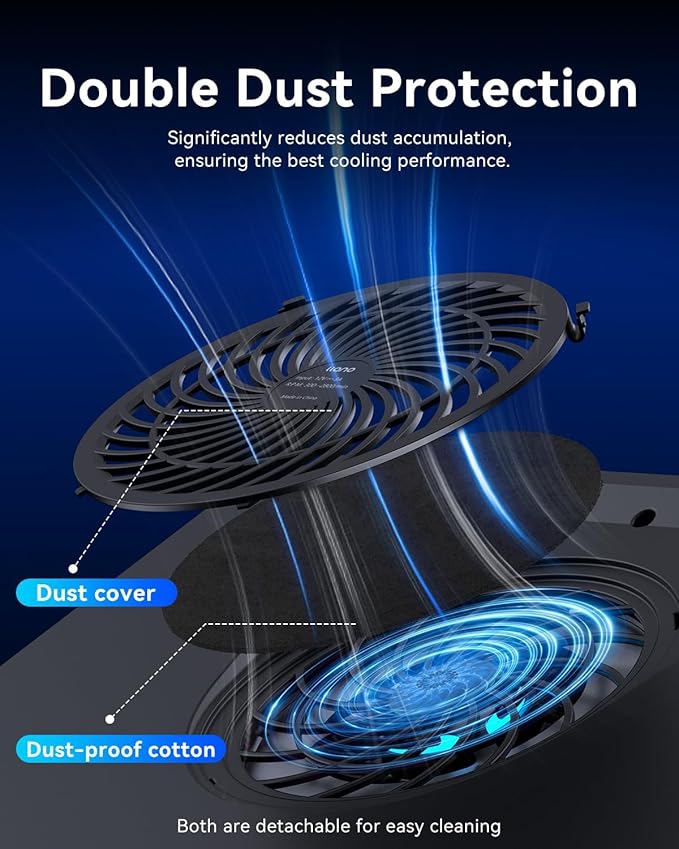 llano V12 RGB Laptop Cooling Pad, Gaming Laptop Cooler with 5.5 Inch Powerful Turbofan, Fast Cooling Laptop 15.6-21in, Adjustable Speed, Touch Control, LCD Screen, Black