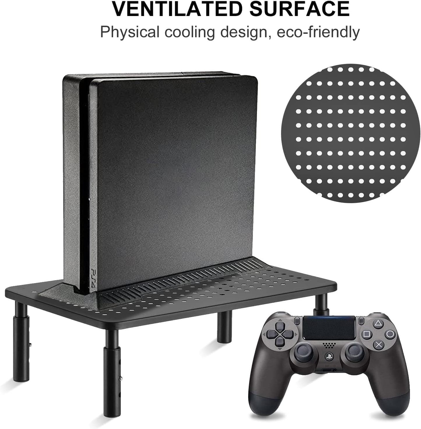 suptek Computer Monitor Stand Riser,Monitor Riser for Laptop, Printer, Notebook and All Flat Screen TV Display with Vented Platform,3 Height Adjustable Laptop Riser,1 Pack,Black(MST003)