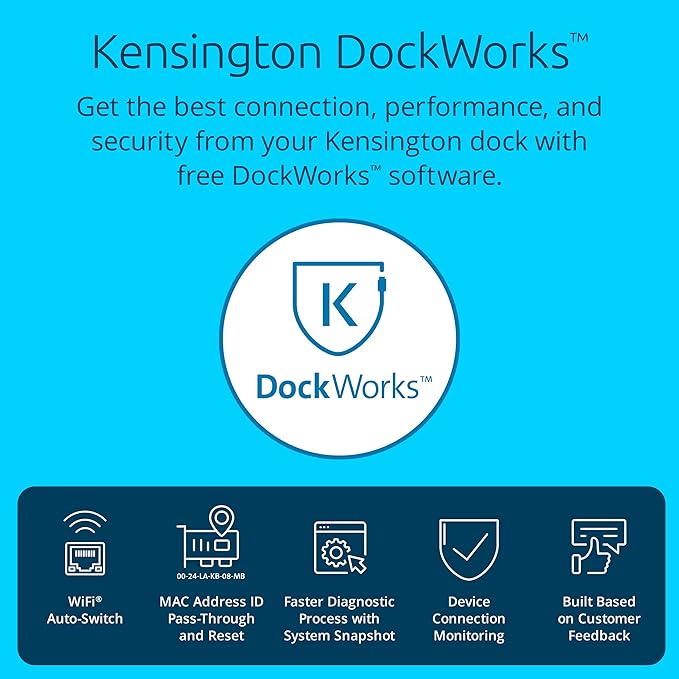 Kensington SD4850P USB-C Docking Station for Dell, HP, Lenovo, Surface, PixelBook, Pixel Slate- Dual 4K Video, 100W PD (K34115NA)
