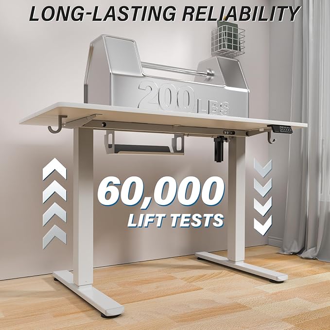 Kingant Electric Standing Desk Height Adjustable Stand Up Desks [48x 20 Inch] - Sit Stand Desk Ergonomic Rising Desks Computer Stand Desk for Home Office Workstation & Cable Management