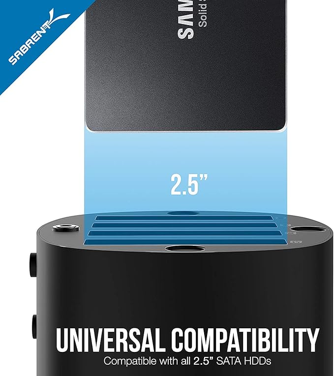 SABRENT USB 3.0 4-Bay 2.5” SATA SSD and HDD Docking Station with Cooling Fan, Tool-Free, Supports Up to 4X 16TB, 5Gbps Transfer, for SATA 2.5” SSD/HDD (Up to 12.5mm), USB 3.0 Compatible - (DS-4SSD)