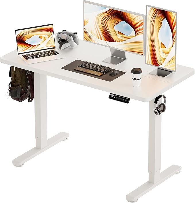 BIZUM Standing Desk Electric Adjustable Computer Desk-Stand up Desk Office Gaming Home Office Memory Desks 48x24 inches White