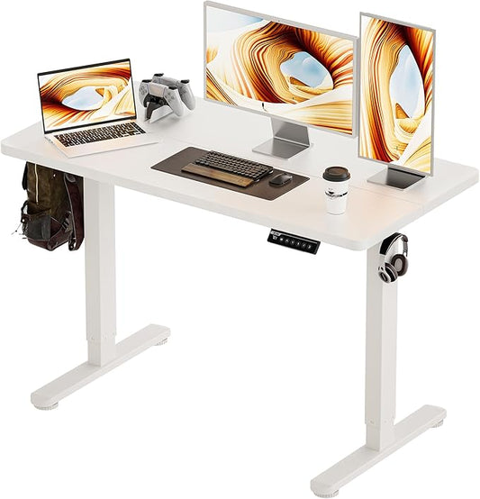 BIZUM Standing Desk Electric Adjustable Computer Desk-Stand up Desk Office Gaming Home Office Memory Desks 48x24 inches White