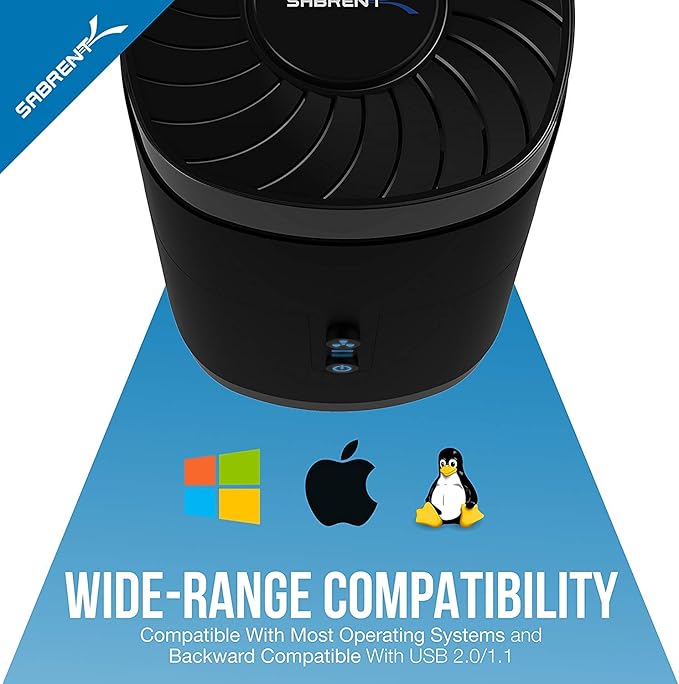 SABRENT USB 3.0 4-Bay 2.5” SATA SSD and HDD Docking Station with Cooling Fan, Tool-Free, Supports Up to 4X 16TB, 5Gbps Transfer, for SATA 2.5” SSD/HDD (Up to 12.5mm), USB 3.0 Compatible - (DS-4SSD)