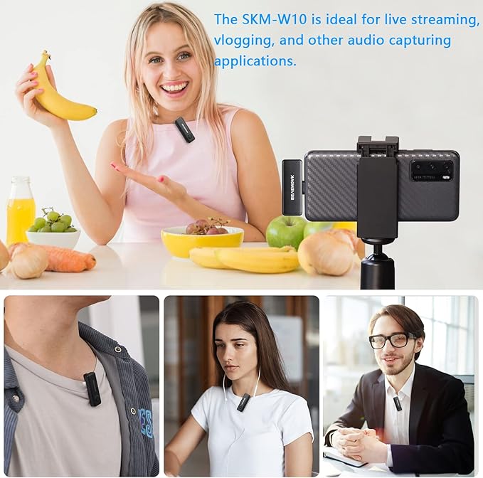 Sevenoak Wireless Lavalier Microphone,USB-C Wireless Clip on Mic for Android/Type-C Smartphone Mini Bluetooth Mic for Podcast Facebook YouTube Vlogging Video Recording (SKM-W10-U1)