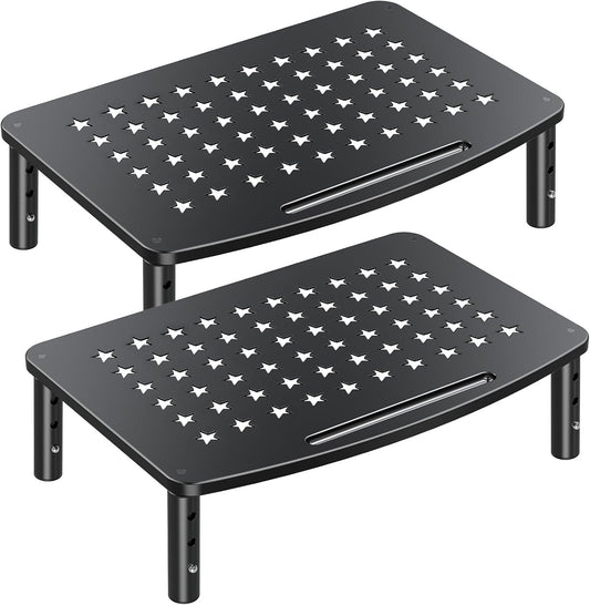 Zimilar 2 Pack Monitor Stands, 3 Height Adjustable Riser for Laptop, Printer, iMac, PC, Premium Metal Stand for 2 Monitors