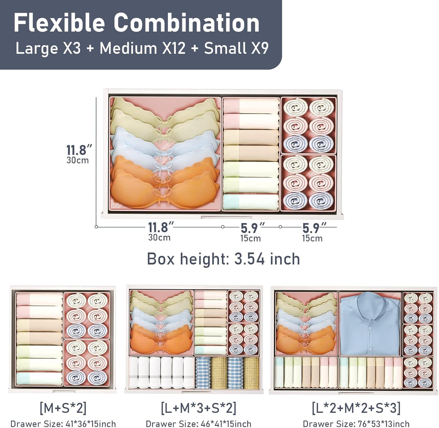 DIMJ Drawer Organizer Clothes Storage - 24 Pack Baby Dresser Organizer for Nursery, Small Fabric Closet Drawer Organizer Bins for Underwears Socks, Foldable Storage Dividers Organization for Bedroom