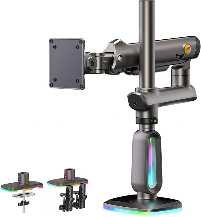 Gaming Monitor Arm for Flat/Ultrawide/Curved Monitors 32 to 60 inch, Heavy Duty Monitor Stand Load up to 20 kg, VESA 75/100 mm Mount G80 (Grey Black)