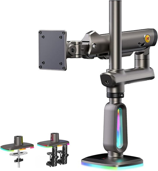 Gaming Monitor Arm for Flat/Ultrawide/Curved Monitors 32 to 60 inch, Heavy Duty Monitor Stand Load up to 20 kg, VESA 75/100 mm Mount G80 (Grey Black)