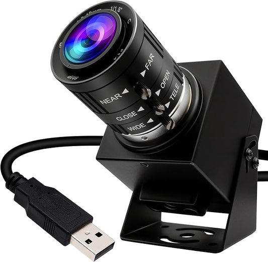 ELP 48MP USB Camera - Manual Zoom Webcam for Computer & Laser Engraver - 3.6-10mm 3X Zoom - UVC USB2.0 Close-up Camera for PC & Jetson Nano, RaspberryPi