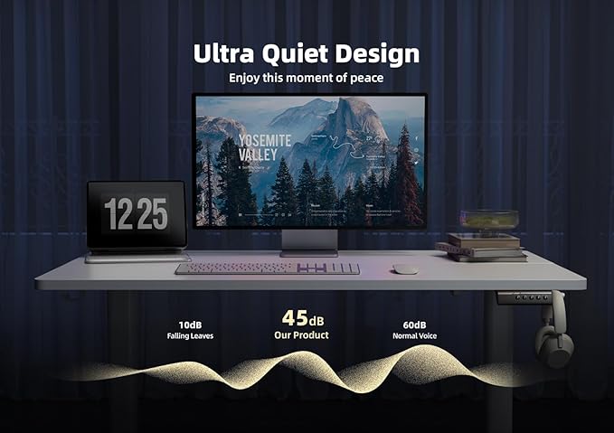 Seang Standing Desk with Adjustable Height, Electric Stand Up Desk 55x24 Inch for Home Office, Studio, Computer Workstation, White