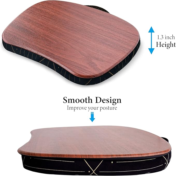 Lap Laptop Desk - Portable Lap Desk with Pillow Cushion, Fits up to 15.6 inch Laptop for Home Office Students Use as Computer Laptop Stand, Book Tablet(1-Dark Brown)