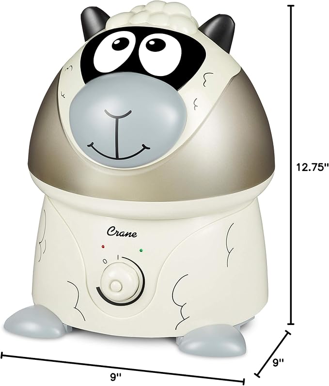Crane Adorables Ultrasonic Humidifiers for Bedroom and Baby Nursery, 1 Gallon Cool Mist Air Humidifier for Large Room or Kid's Room, Humidifier Filters Optional, Sheep
