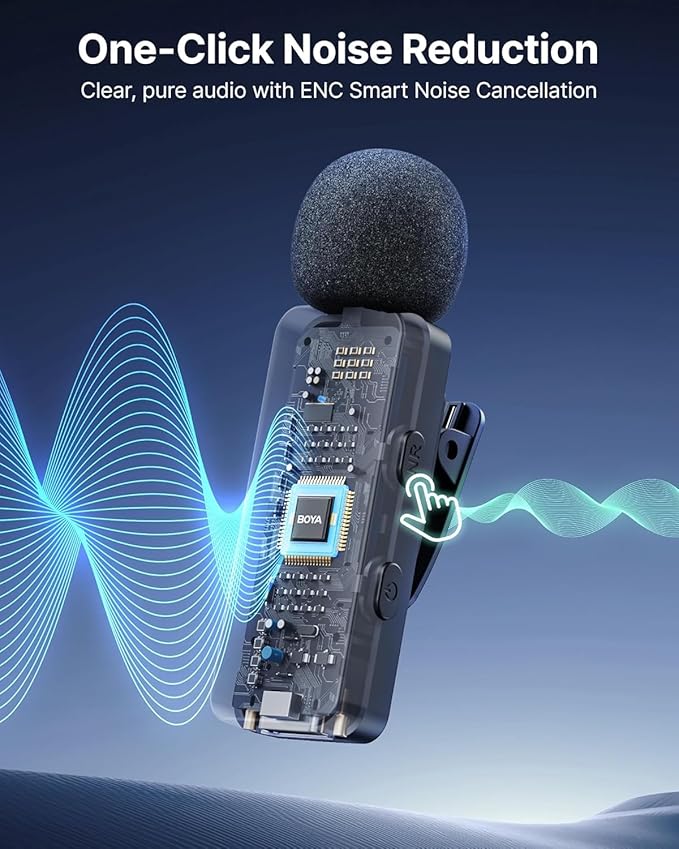 BOYA V30 Wireless Lavalier Microphone for iPhone/Android/PC/Laptop with USB-C Port, 36H Battery Life with Charging Case, Noise Canceling Clip on Lapel Microphone Wireless Mini Mic for Video Recording