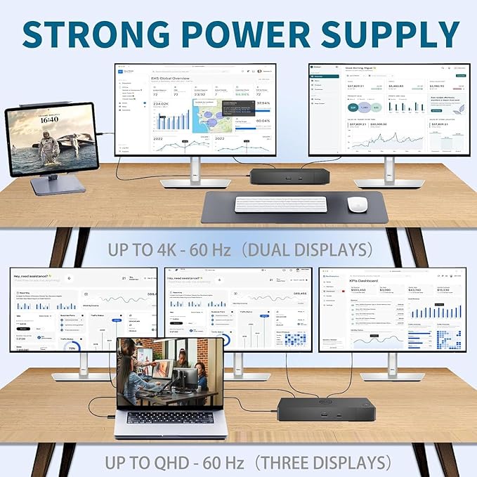 FKA WD19S 180W Docking Station (130W Power Delivery), Dock Station for Laptop, Dual 4K Monitor Support, Docking Station with 180W Power Adapter, DisplayPort Cable & HDMI Cable (Renewed)