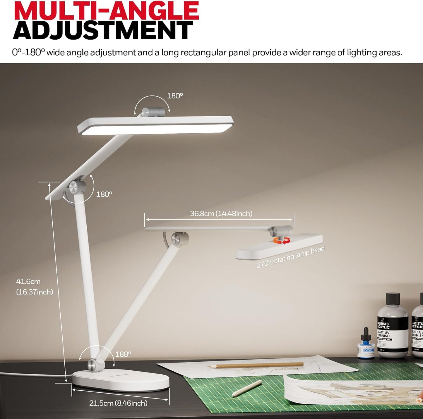 Honeywell Desk Lamp for Home Office, H4 Sunturalux??Eye-Caring LED Desk Light, 700LM Dimmable Desk Lamp with Timer, Adjustable Desk Reading Light, Touch Auto Dimming Table Lamp for Study, Bedroom