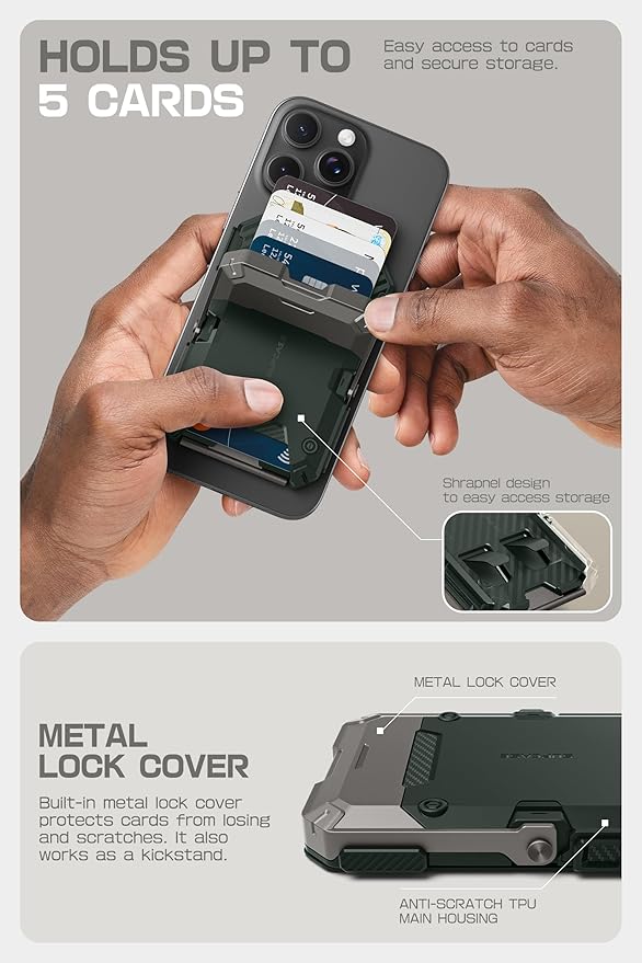 SUPCASE for MagSafe Wallet with Stand, Magnetic Wallet for Men, [Hold 5 Cards] [Adjustable Stand] [RFID Blocking] Phone Stand Credit Card Holder Tripod for iPhone 16/15/14/13/12 Series, Guldan