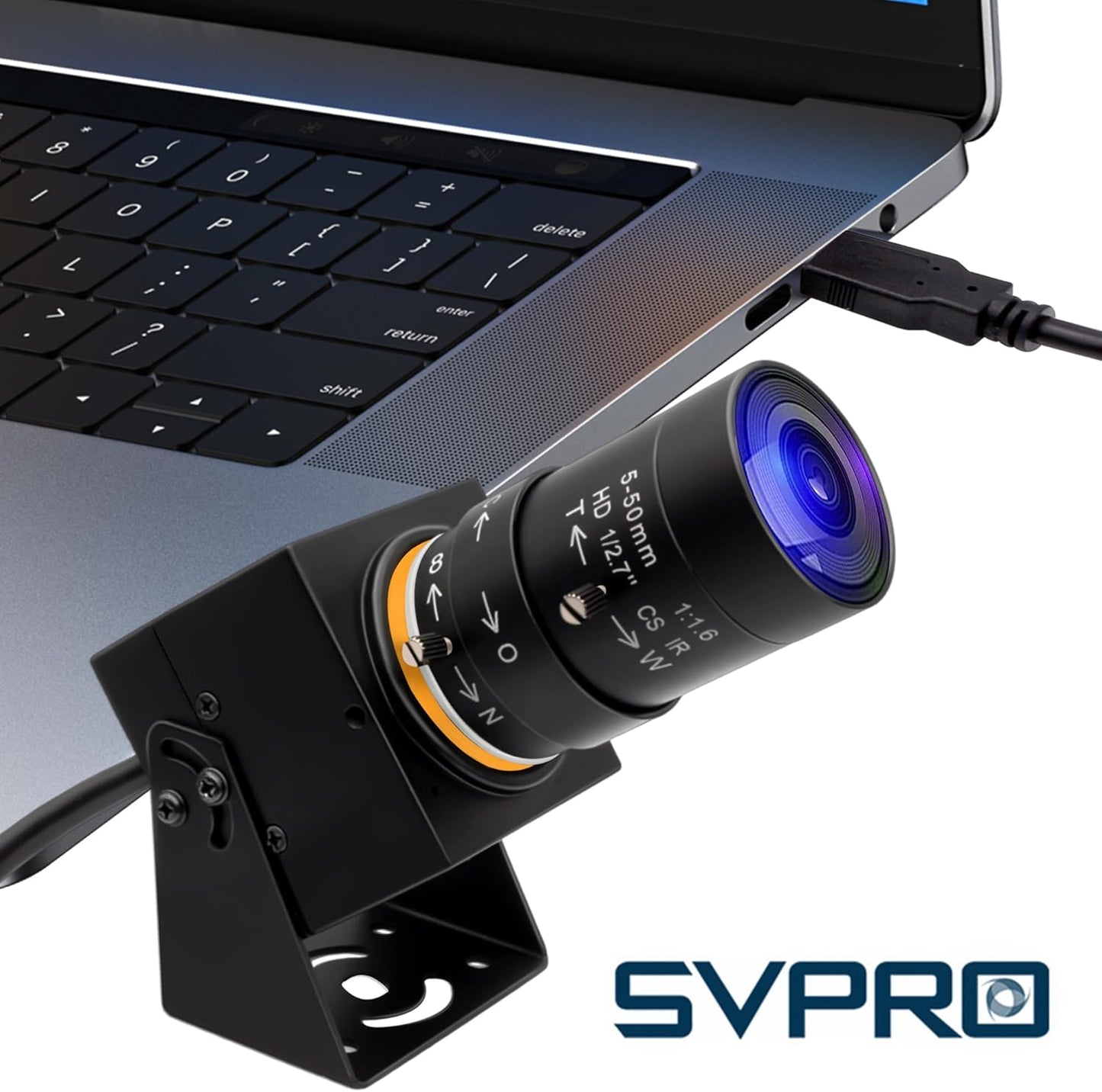 SVPRO 2MP Global Shutter USB Camera 90FPS High Speed Camera with 5-50mm Zoom Lens,Manual Focus Webcam for Glof Swing,10X Optical Zoom Industrial Video Camera USB Plug and Play for Computer
