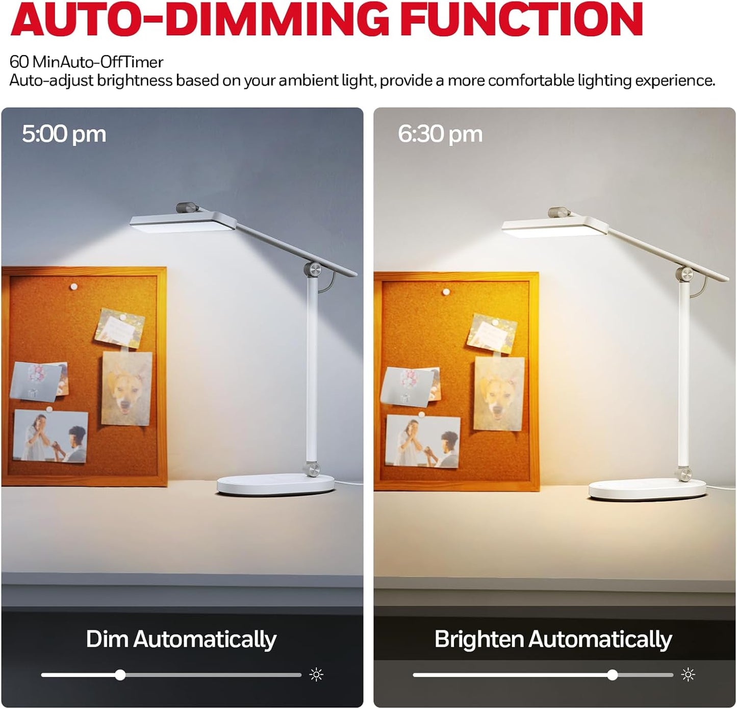 Honeywell Desk Lamp for Home Office, H4 Sunturalux??Eye-Caring LED Desk Light, 700LM Dimmable Desk Lamp with Timer, Adjustable Desk Reading Light, Touch Auto Dimming Table Lamp for Study, Bedroom
