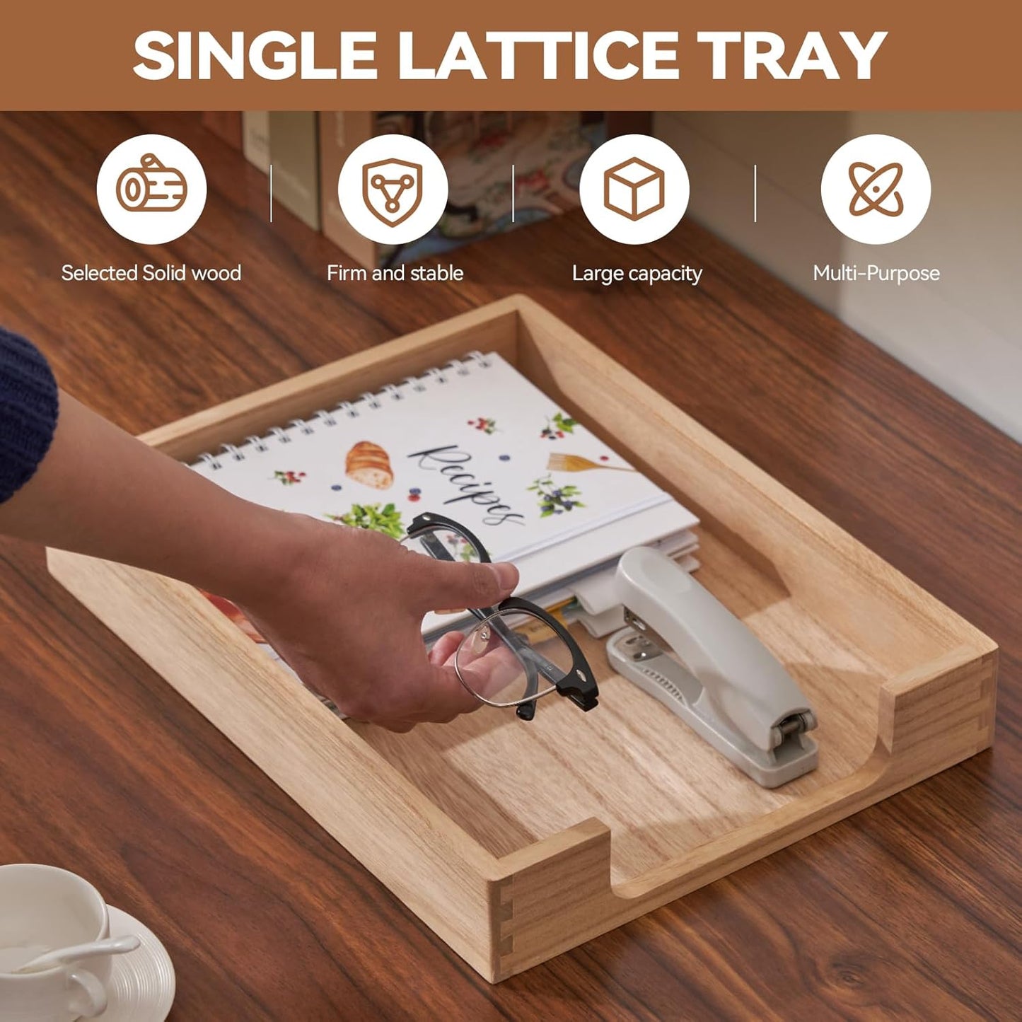 Kirigen Wood Letter-Size Tray Single-Tier (TP-NA)- Wooden Tones Collection Front-Load Documents Tray for Office Desktop Organizer - Desk Magazine, File, Folder, Paper Holder Natural